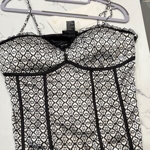 Women's Black and White Bustier Top